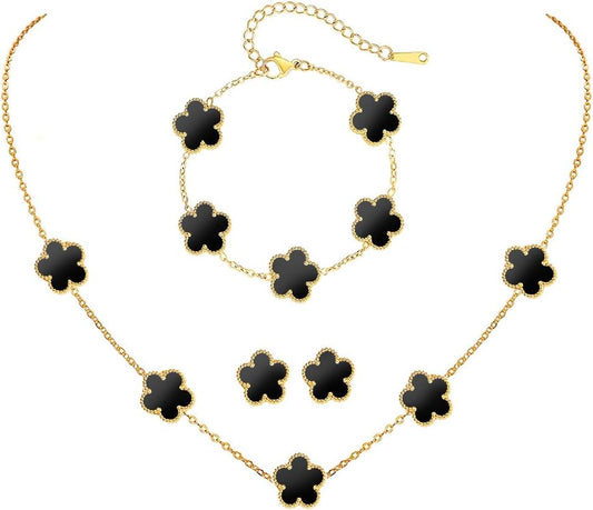 18K Gold-Plated Four Leaf Clover Bracelet for Women,Adjustable Lucky Bracelet Set Jewelry Gift-Hypoallergenic Charm for Birthdays, Wellness & Daily Wear